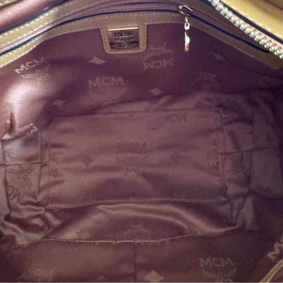 MCM Cognac Visetos Logo Satchel Bag - Picture 9 of 11
